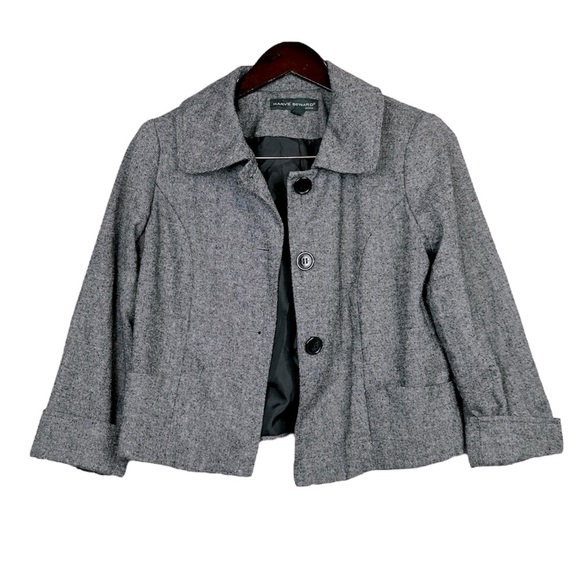 Harve Benard Classic Wool Blend Button Front Blazer Size Petite Medium - Picture 2 of 9